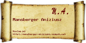 Mansberger Aniziusz névjegykártya